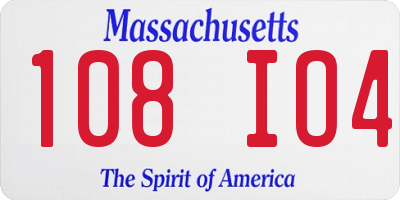 MA license plate 108IO4