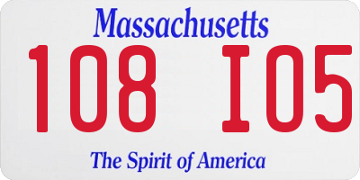 MA license plate 108IO5