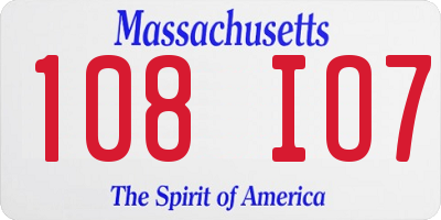 MA license plate 108IO7