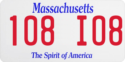 MA license plate 108IO8