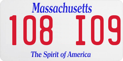 MA license plate 108IO9