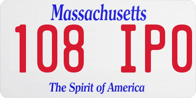 MA license plate 108IP0