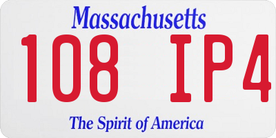 MA license plate 108IP4