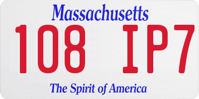 MA license plate 108IP7