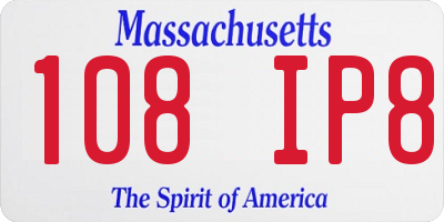 MA license plate 108IP8