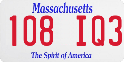 MA license plate 108IQ3