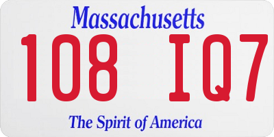 MA license plate 108IQ7