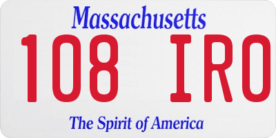 MA license plate 108IR0