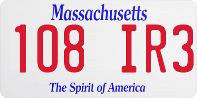 MA license plate 108IR3