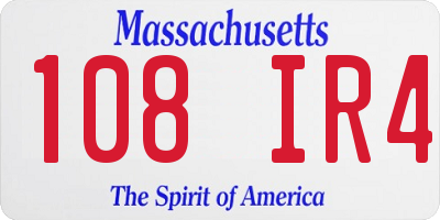 MA license plate 108IR4