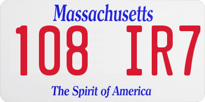 MA license plate 108IR7