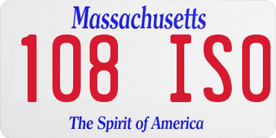 MA license plate 108IS0