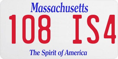 MA license plate 108IS4