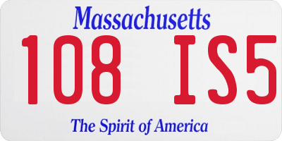 MA license plate 108IS5