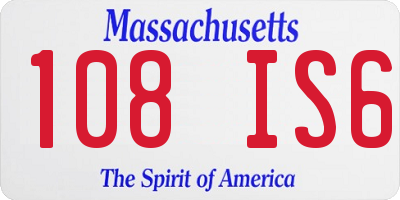 MA license plate 108IS6