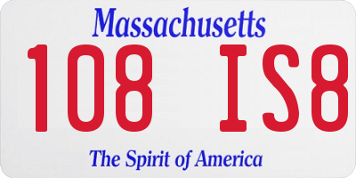 MA license plate 108IS8