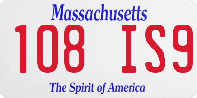 MA license plate 108IS9