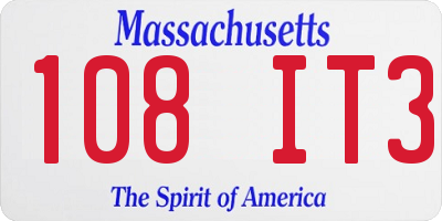 MA license plate 108IT3