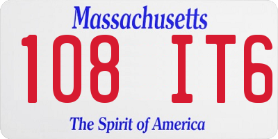 MA license plate 108IT6