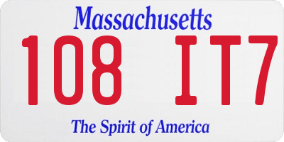 MA license plate 108IT7