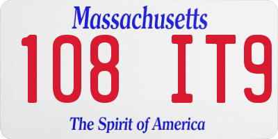 MA license plate 108IT9