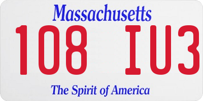 MA license plate 108IU3