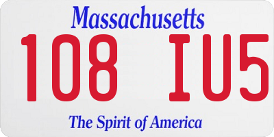 MA license plate 108IU5