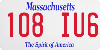 MA license plate 108IU6