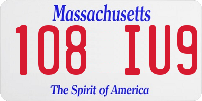 MA license plate 108IU9