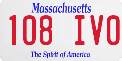 MA license plate 108IV0
