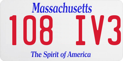 MA license plate 108IV3