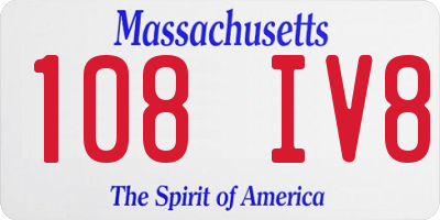MA license plate 108IV8