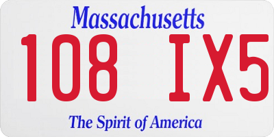 MA license plate 108IX5