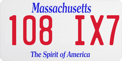 MA license plate 108IX7
