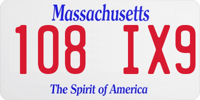 MA license plate 108IX9