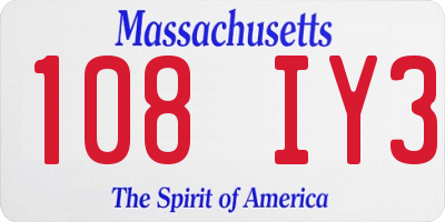 MA license plate 108IY3