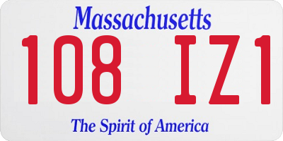 MA license plate 108IZ1