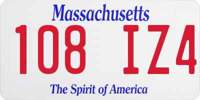 MA license plate 108IZ4
