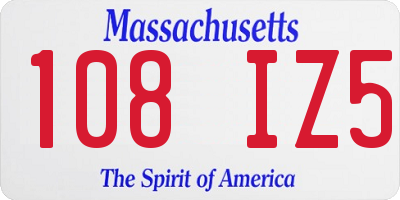 MA license plate 108IZ5