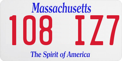 MA license plate 108IZ7