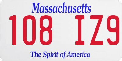 MA license plate 108IZ9