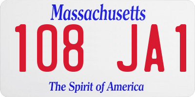 MA license plate 108JA1