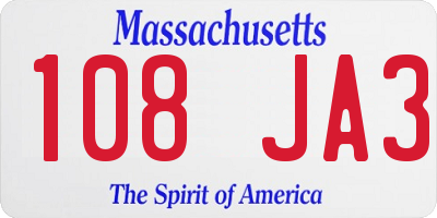 MA license plate 108JA3