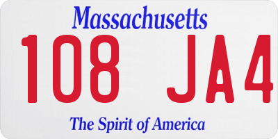 MA license plate 108JA4