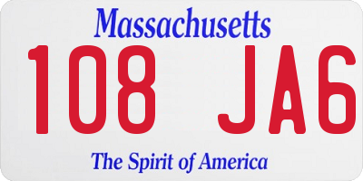 MA license plate 108JA6