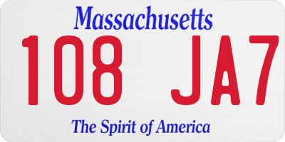 MA license plate 108JA7