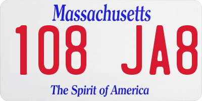 MA license plate 108JA8