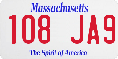 MA license plate 108JA9