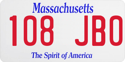 MA license plate 108JB0