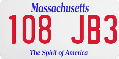 MA license plate 108JB3